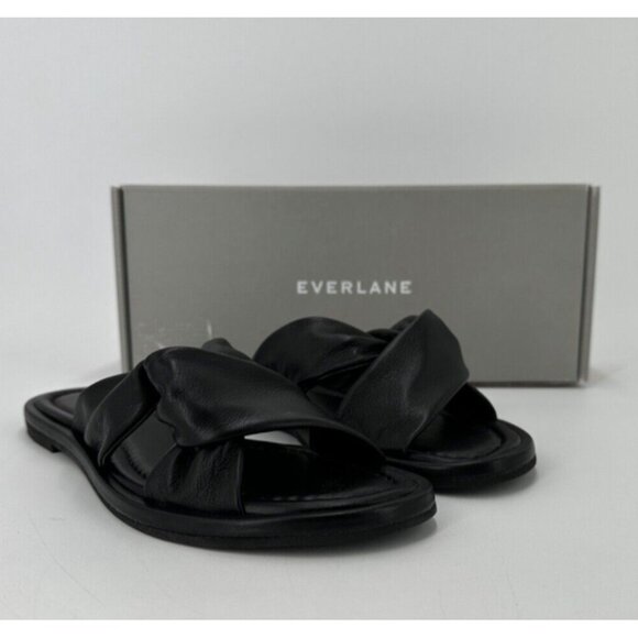 Everlane The Day Twist Sandals in Black size 10 Flat Slip-on Leather NEW - Picture 3 of 6